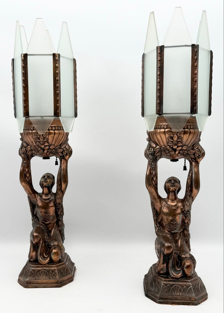 Pair Of 1930's Art Deco Joan Of Arc Figural Lamps (1 of 12)
