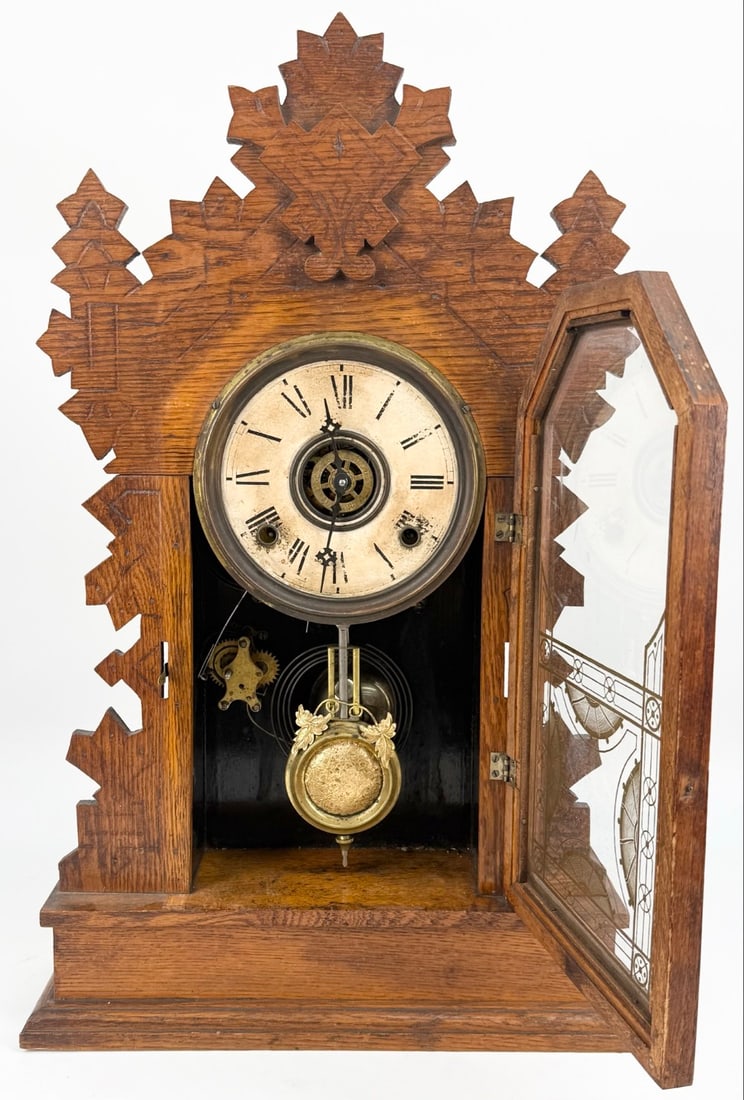 Antique Gilbert Eagle Gingerbread Kitchen Mantle Clock - 2