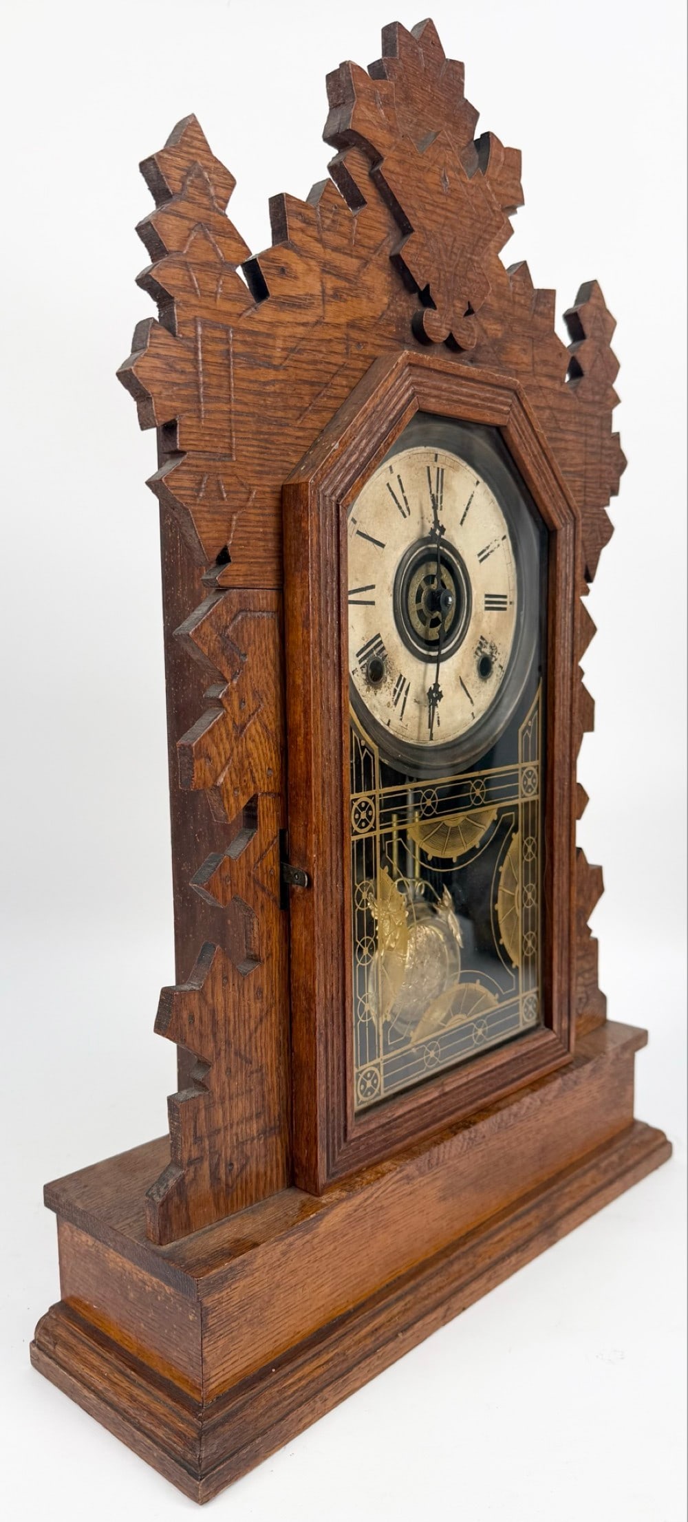 Antique Gilbert Eagle Gingerbread Kitchen Mantle Clock - 5