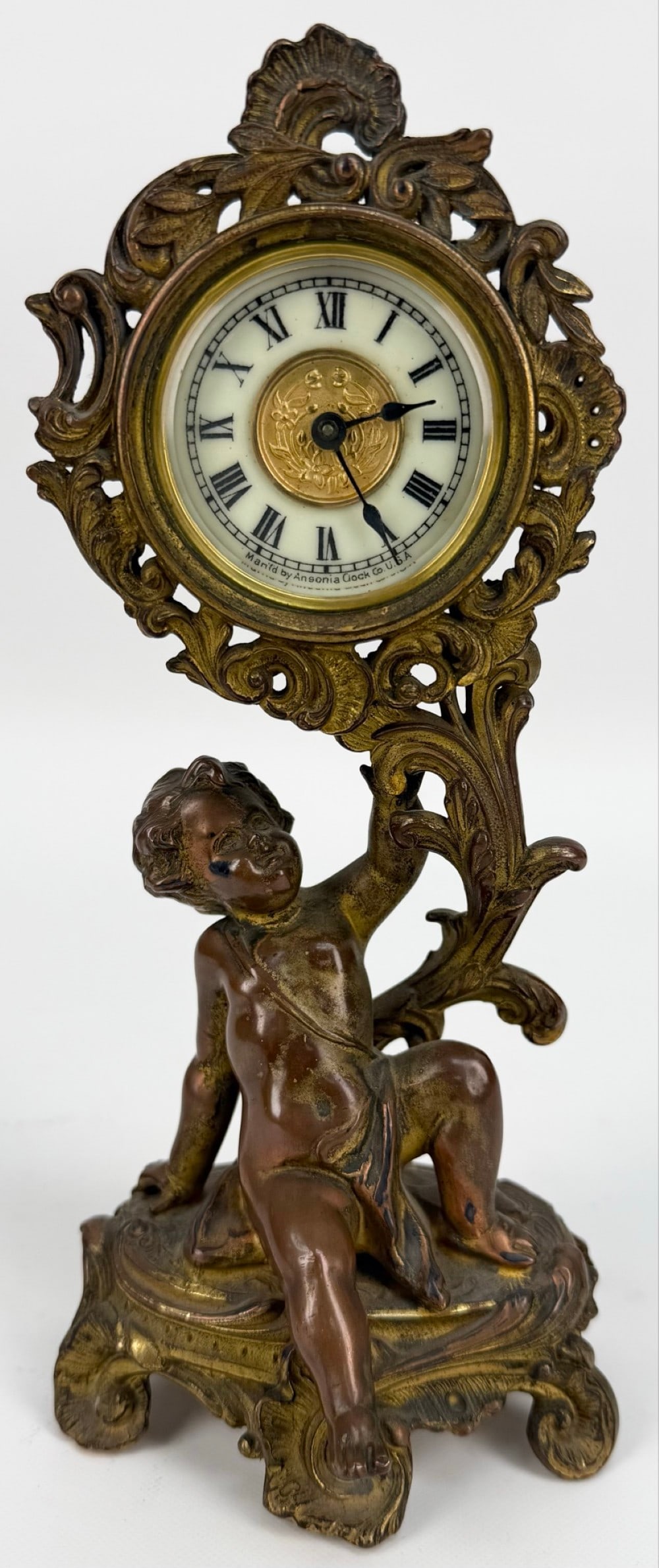 Antique Ansonia Bronze Figural Cherub Desk Clock (1 of 6)