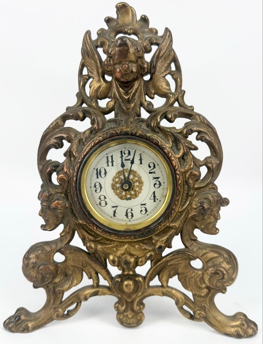 Antique Westclox Victorian Cherub & Griffin Mantel Clock (1 of 8)
