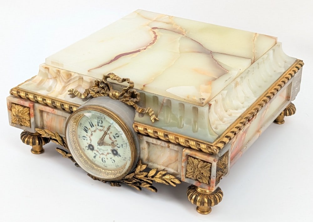 French Vincenti & Cie For Tiffany & Co. Onyx & Ormolu Plateau Clock (1 of 9)