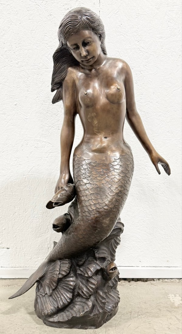 Mermaid With Fish Bronze Fountain (1 of 6)