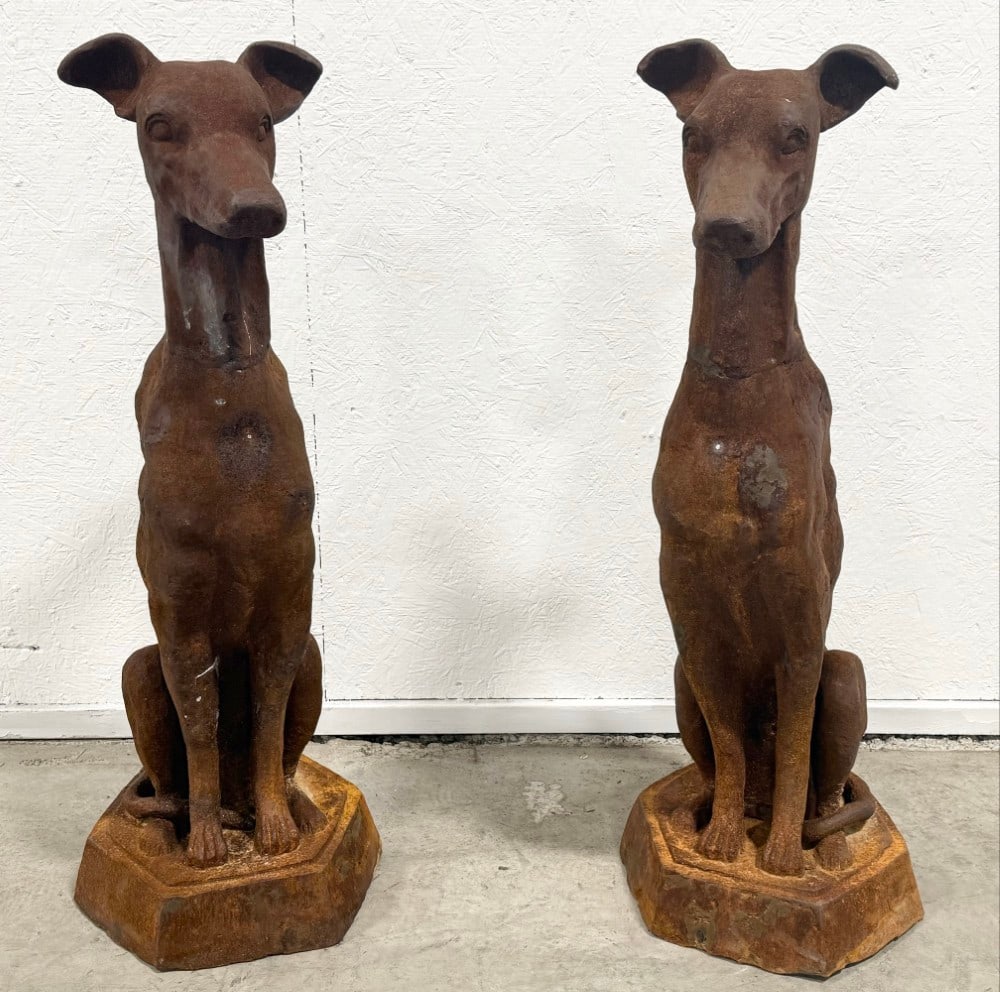 Pair Of Cast Iron Whippet Dog Statues (1 of 13)