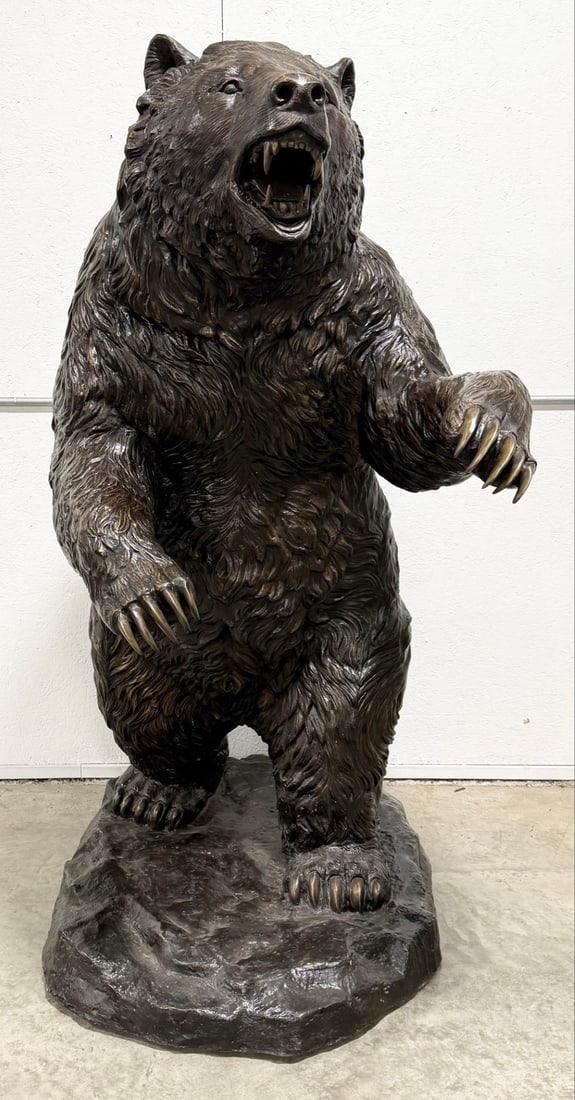 Monumental Life Size Standing Grizzly Bear Bronze Statue (1 of 8)