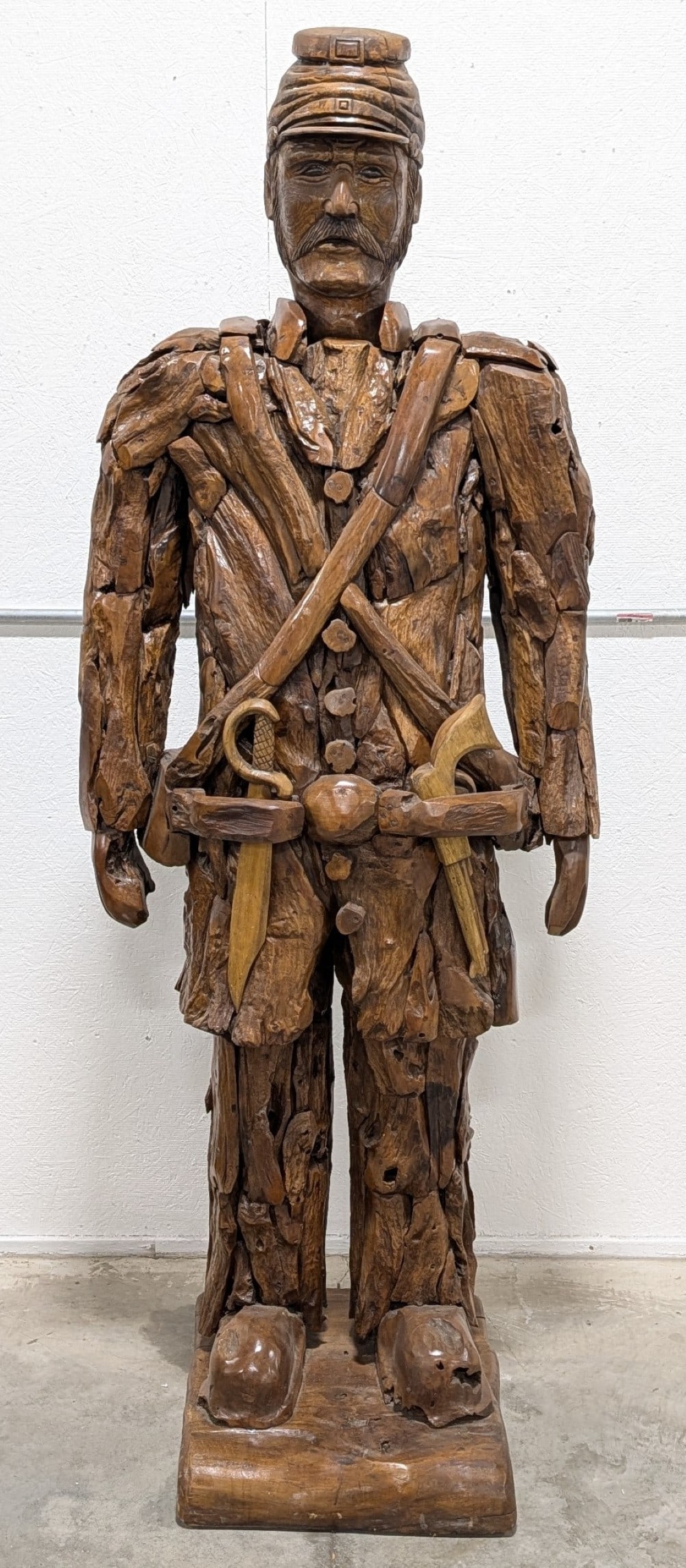 7ft Teak Wood Civil War Soldier Sculpture (1 of 11)