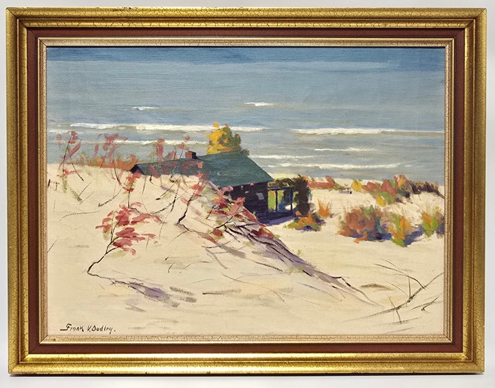 Frank Dudley Indiana Dunes "Beach Building" Oil On Canvas Painting (1 of 4)