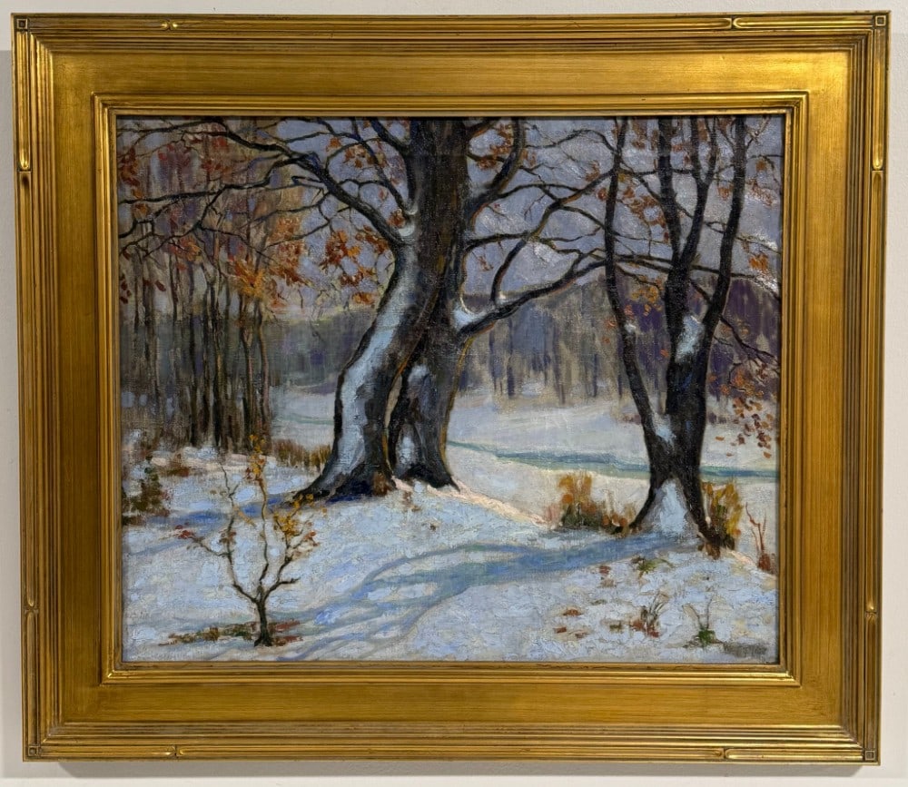 Edwin Wappler Winter Landscape Oil On Canvas Painting (1 of 8)