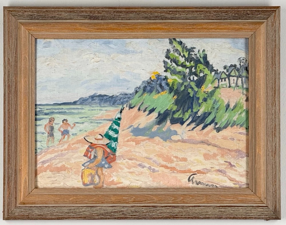 Emil Armin Beach Landscape Oil On Canvas Board Painting (1 of 4)