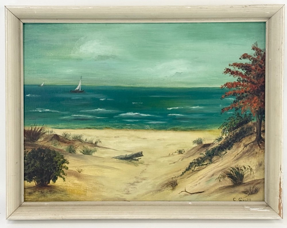 C. Grott "Dunes Scene" Oil On Canvas Board Painting (1 of 4)