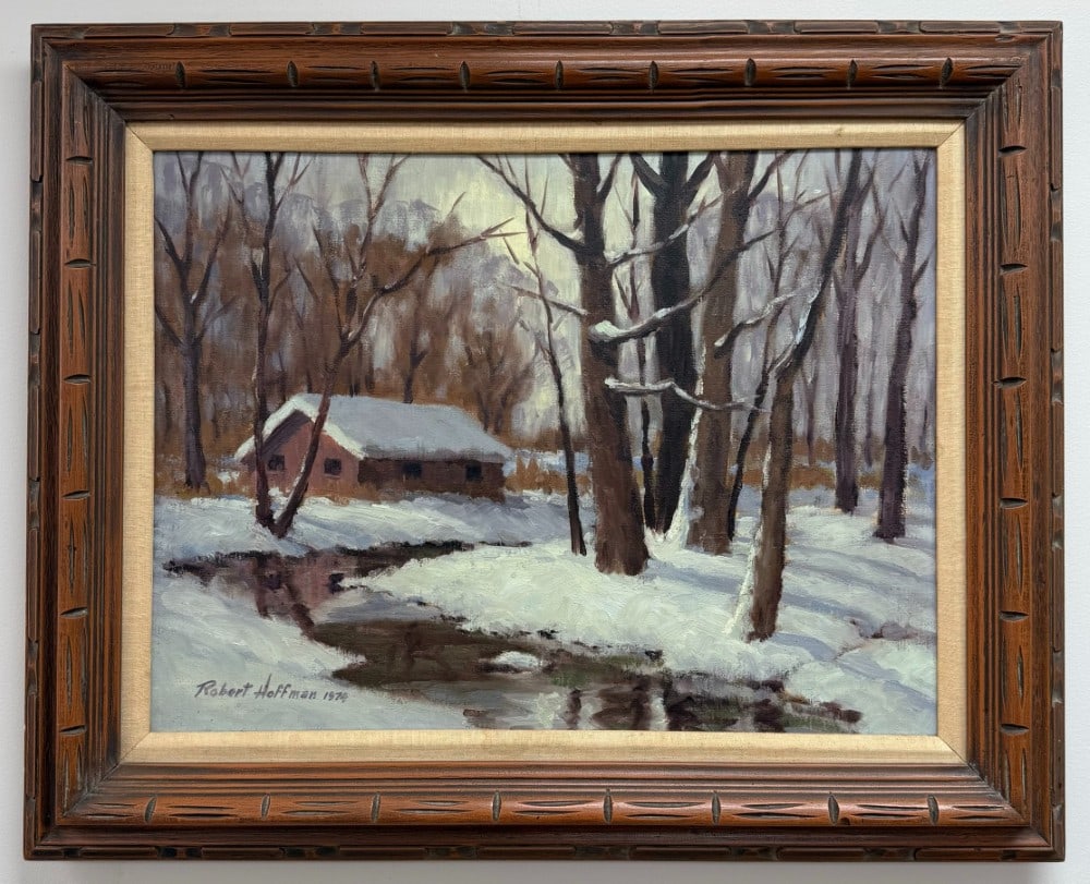 1974 Robert Hoffman "Silent Shadows" Oil Painting On Canvas: Beautiful oil on canvas painting by listed Indiana artist Robert Hoffman (1930-2017). The painting is titled "Silent Shadows" and is signed & dated in the lower left. Sight measures approximately 23-1