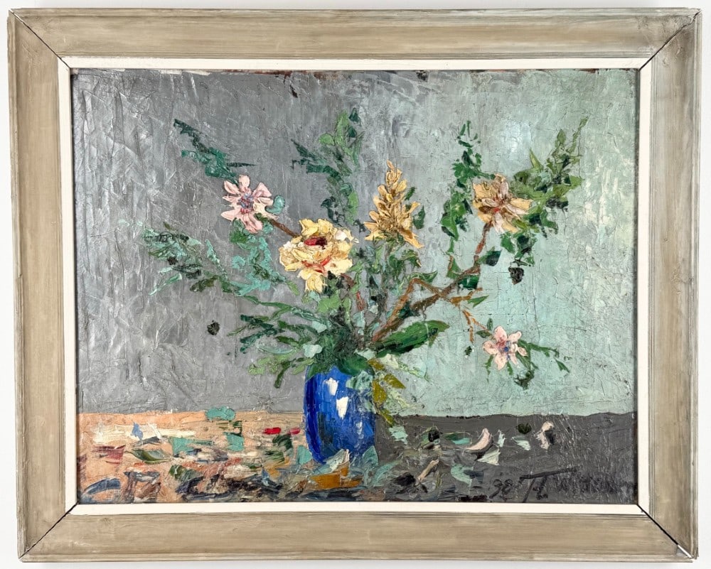 1938 Wittenberg Floral Still Life Oil On Board Painting (1 of 4)