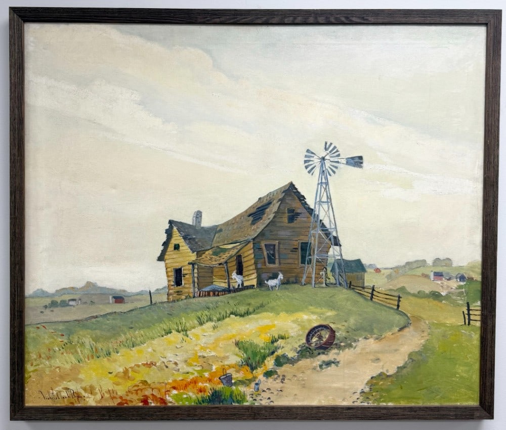 Francis Clark Brown "Goat Farm" Oil On Canvas Painting (1 of 4)