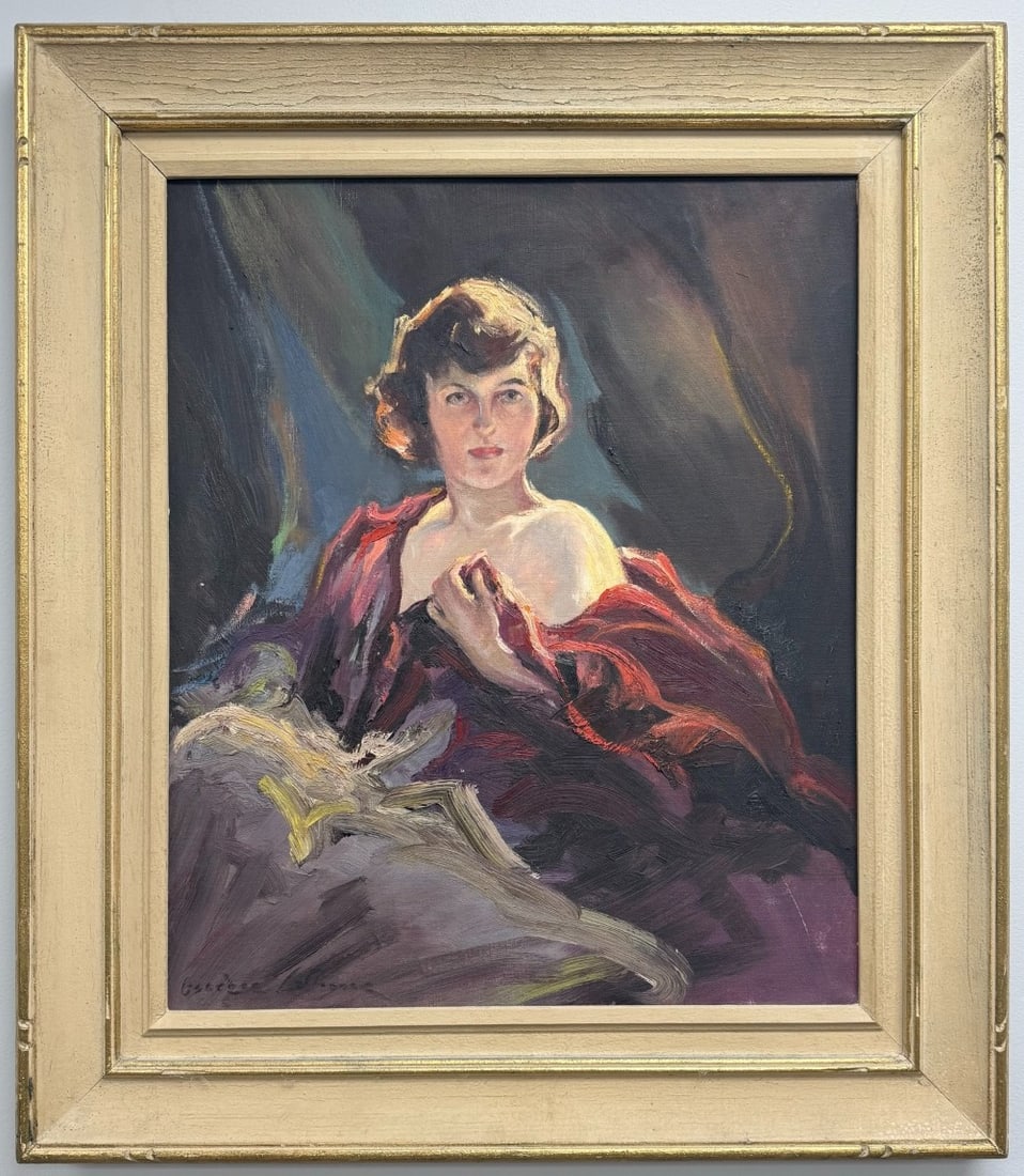 Georges La Chance "Jennina" Oil Painting On Canvas: Oil on canvas painting by listed Indiana artist Georges La Chance (1888-1964). The painting is titled "Jennina" and features a portrait of a young woman. Signed in the lower left. Sight measures appro
