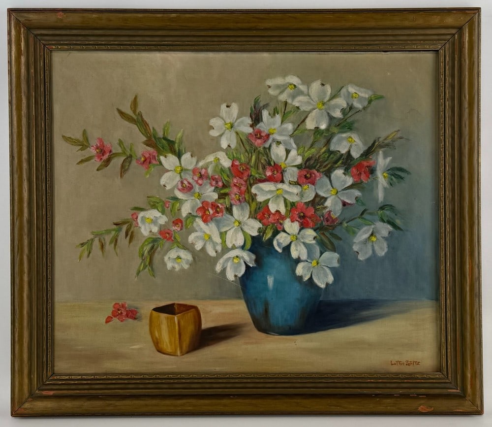 Lottie Stoltz "Floral Still Life" Oil On Canvas Painting (1 of 4)