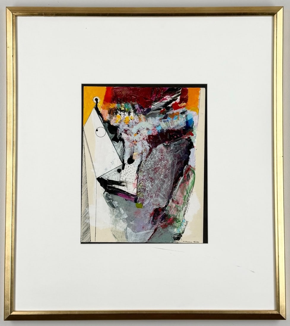 1984 Robert Kaupelis Abstract Figure Acrylic Painting On Paper (1 of 4)