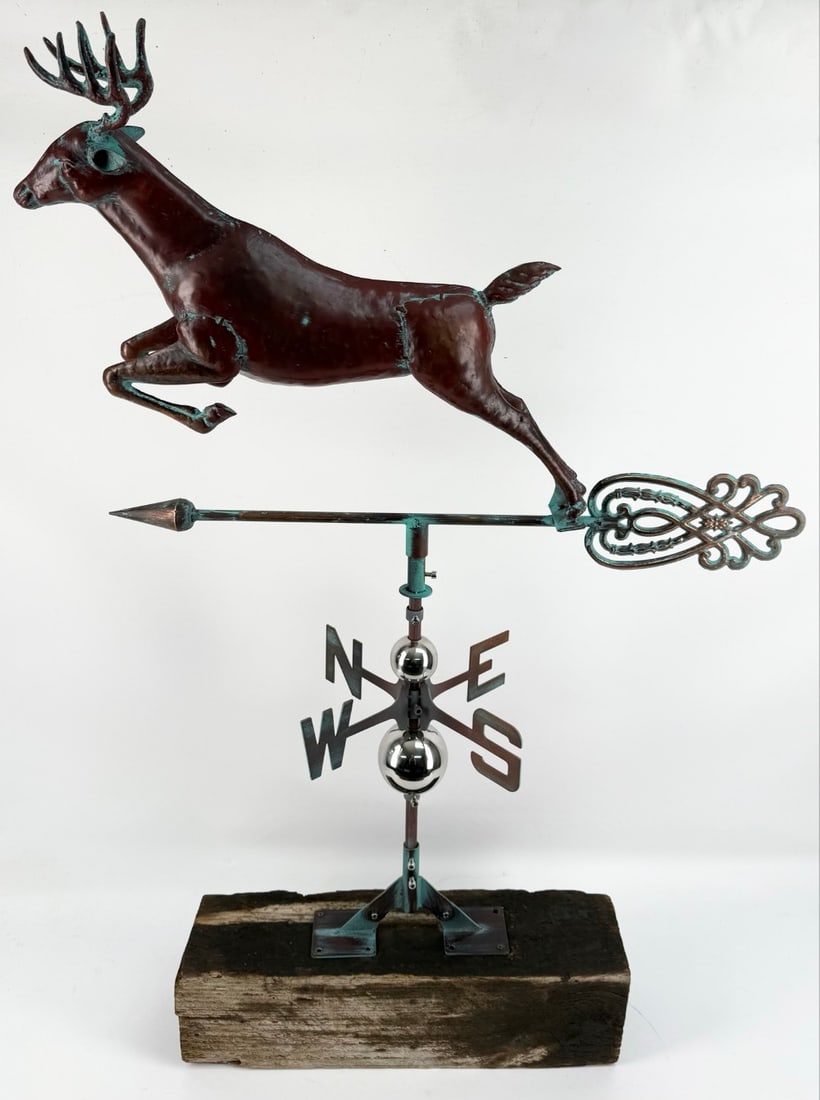 Copper Finish "Leaping Stag" Three Dimensional Figural Weathervane (1 of 6)