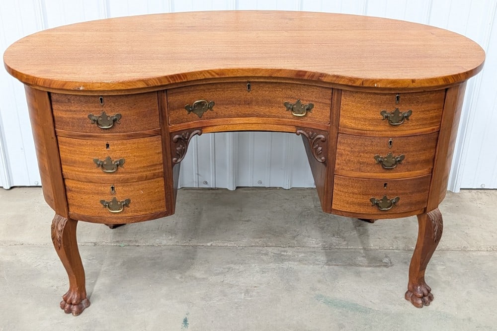 Antique Mahogany Kidney-Shaped Writing Desk (1 of 8)