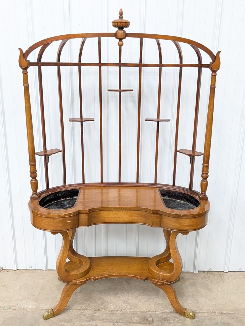 Vintage Bird-Cage Design Cherry Wood Plant Stand (1 of 7)