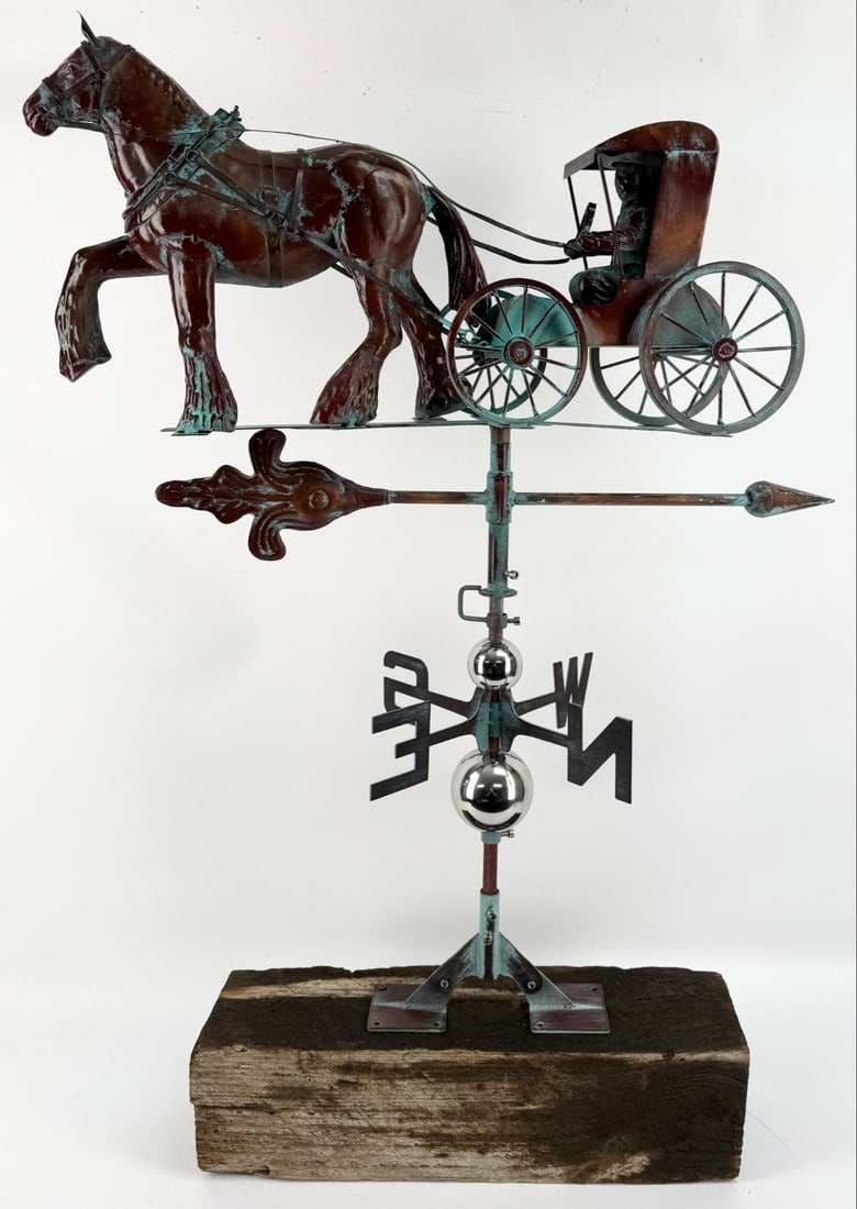 Copper Finish "Horse & Carriage With Driver" Three Dimensional Figural Weathervane (1 of 6)