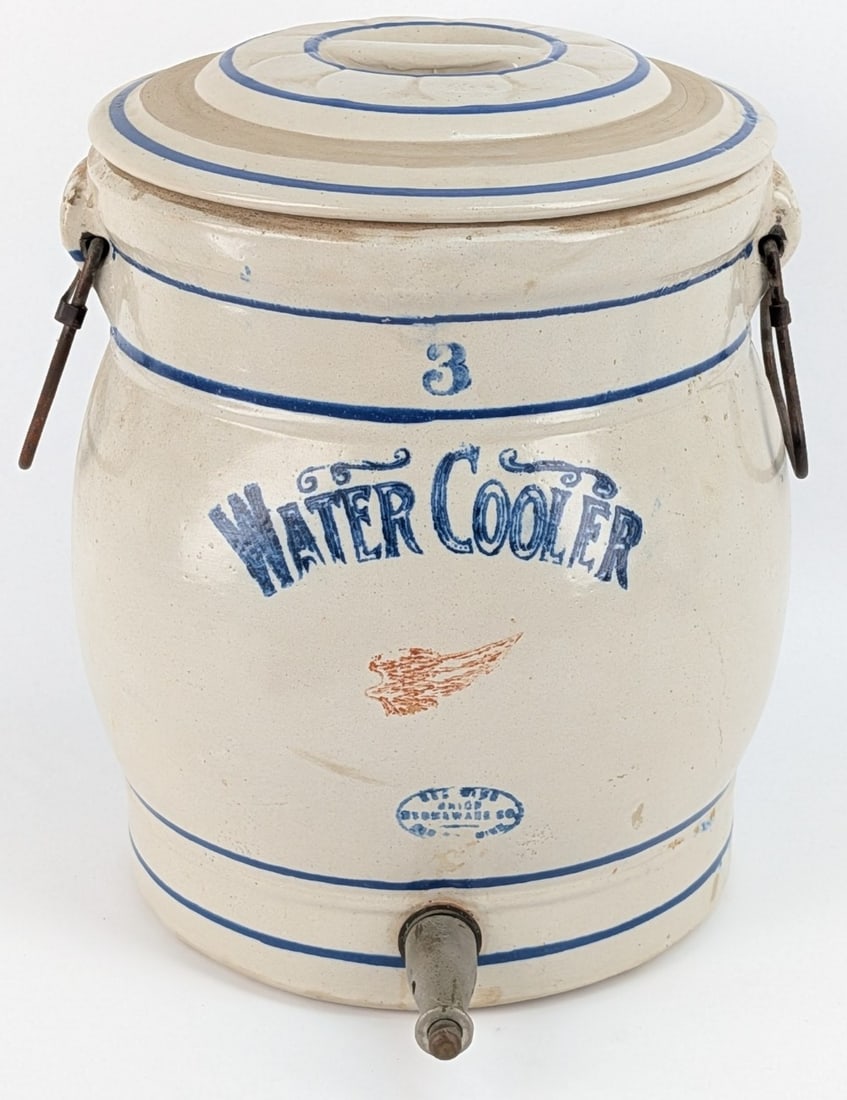 Antique Red Wing 3 Gallon Stoneware Water Cooler With Lid (1 of 9)