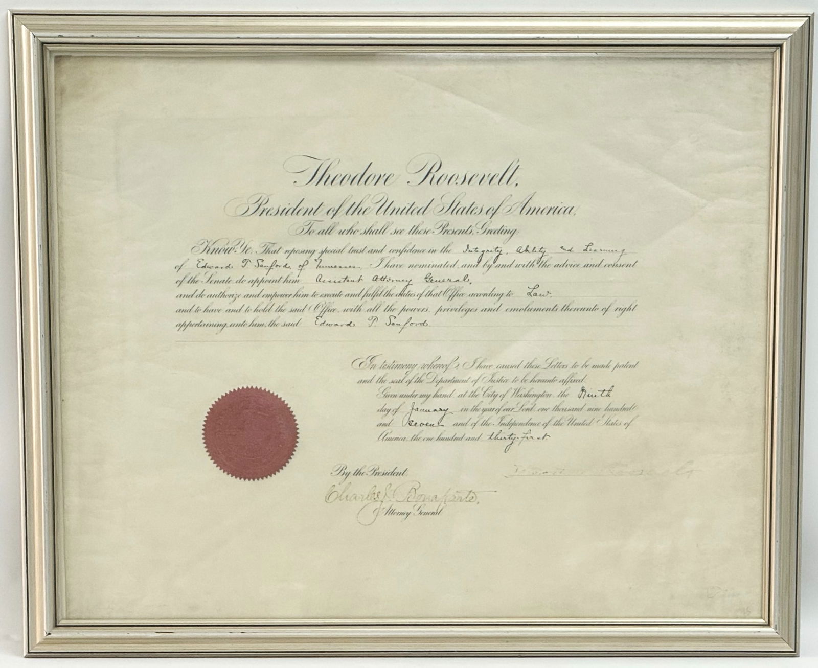 1907 Signed Theodore Roosevelt Appointment Certificate (1 of 5)