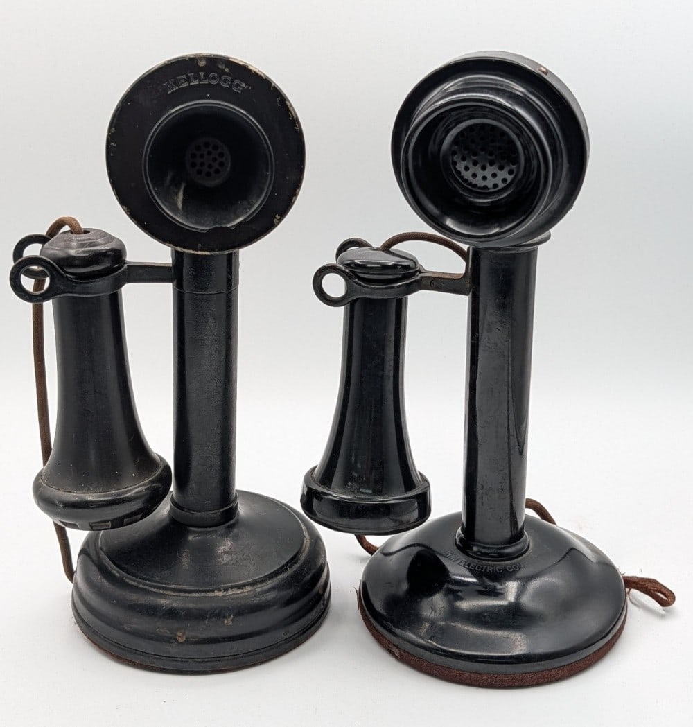 Pair Of Antique Kellogg & American Bell Candlestick Telephones (1 of 11)