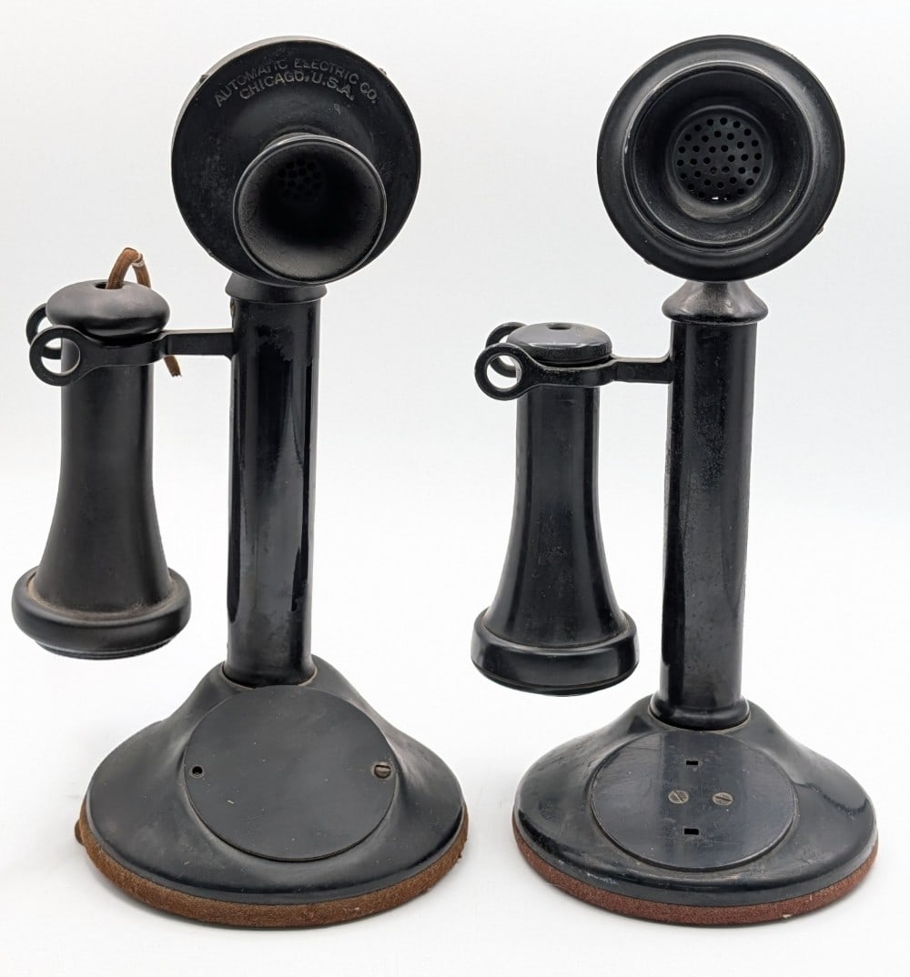 Pair Of Antique Automatic Electric & American Bell Candlestick Telephones (1 of 9)