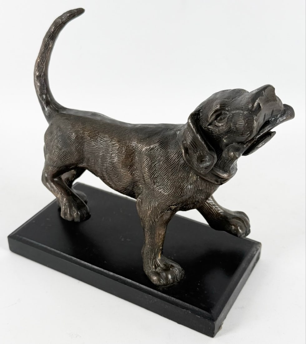 Vintage Hound Dog With Bone Bronze Sculpture (1 of 4)