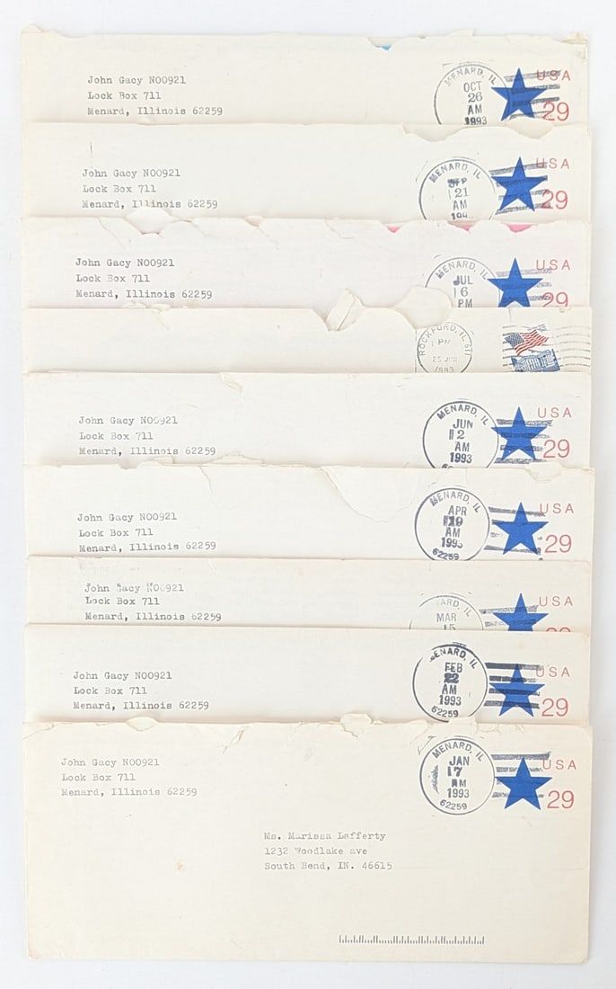 (9) Personal Letters from John Wayne Gacy: These letters come from a single owner who also went and visited Gacy in prison. The letters cover all kinds of subjects and are all signed John. The letters cover the span of 1993, and go into some m