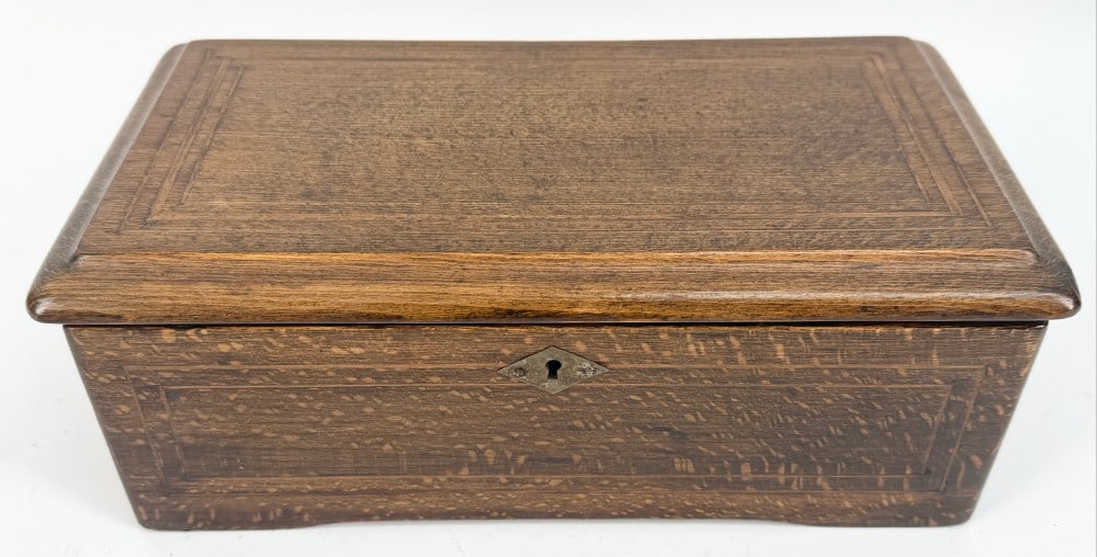 Antique Swiss Cylinder Music Box With Tiger Oak Case (1 of 7)