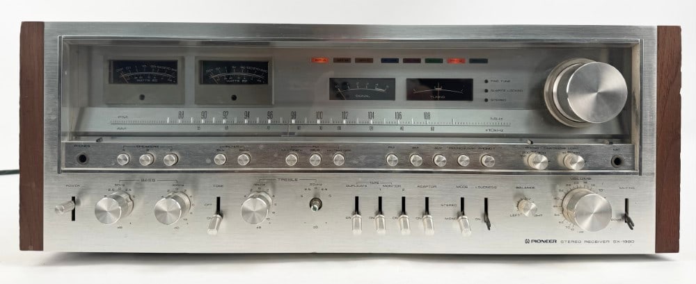 Pioneer Model SX-1980 "Monster" Stereo Receiver: Pioneer Model SX-1980 Stereo Receiver. Manufactured in the late 1970's. 270 Watts X 2. The unit powers on and shows use & storage wear, has some scratches. Needs a cleaning and is missing three knobs.