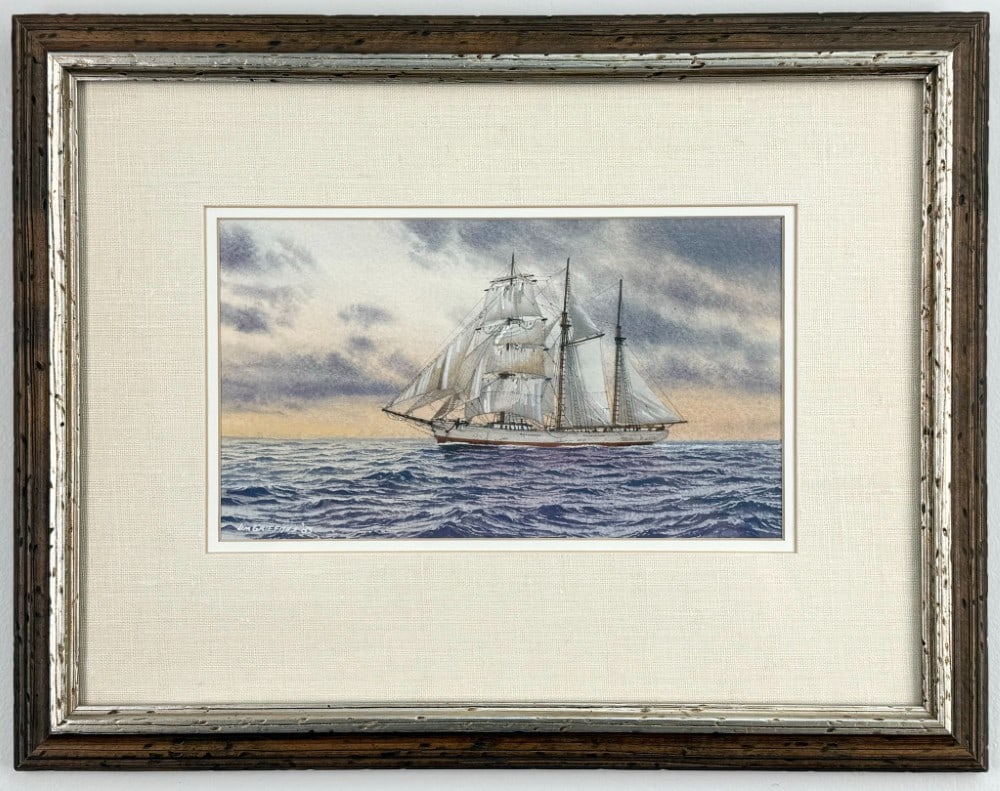 1983 James Griffiths "Sunset Run" Sailing Ship Gardiner City Watercolor Painting (1 of 4)