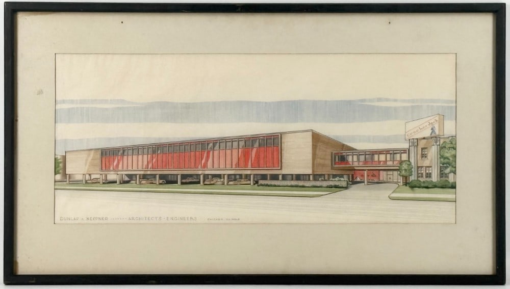 Vintage Framed Architectural Drawing Of The Cracker Jack Factory In Chicago (1 of 4)