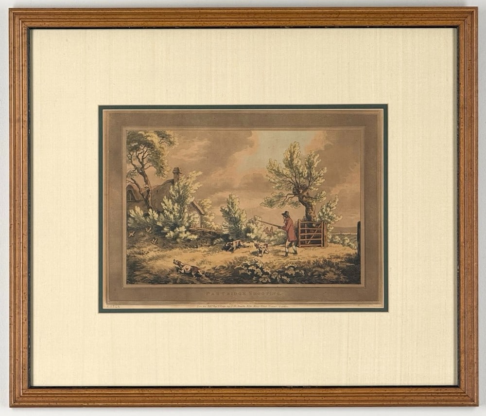 Framed 1773 I.R. Smith London "Partridge Shooting" Hand-Colored Engraving (1 of 4)