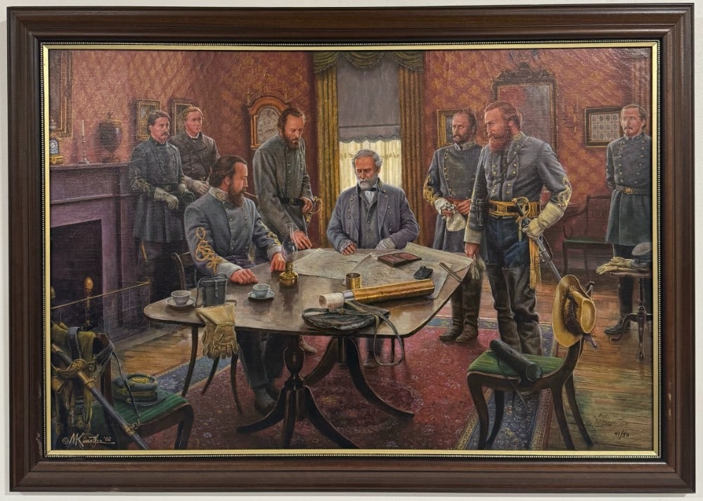 Morton Kunstler "Gods And Generals" Signed & Numbered Civil War Giclee Print On Canvas: Signed limited edition giclee print on canvas by New York artist Morton Kunstler (1931-2015). The Civil War print is titled "Gods and Generals" and features Antietam Campaign, Leesburg, Va. Sept. 5, 1