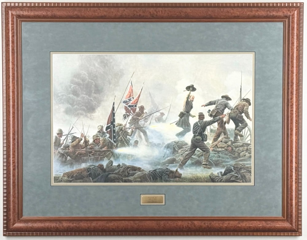 Morton Kunstler "Follow Me!" Signed & Numbered Civil War Framed Print: Signed limited edition framed print by New York artist Morton Kunstler (1931-2015). The Civil War print is titled "Follow Me" July 3, 1863.? The print is signed in the lower left and is number 514 of