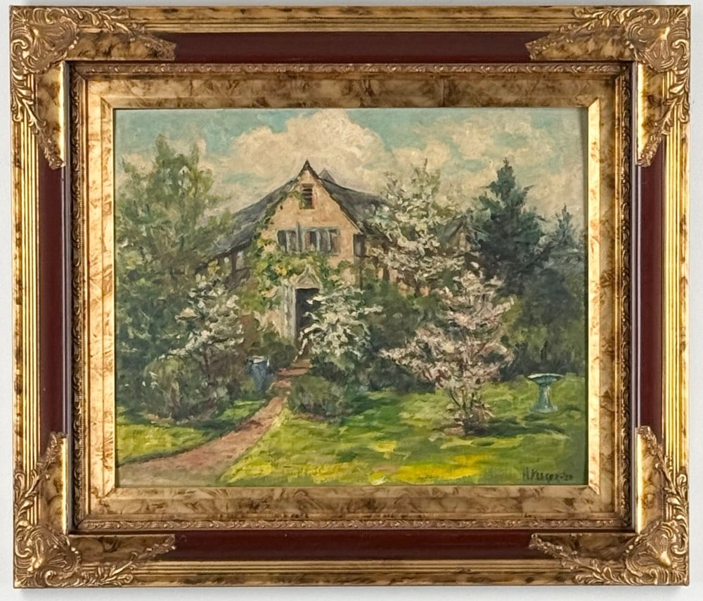 H. Kreger Country Estate Oil On Board Painting (1 of 4)