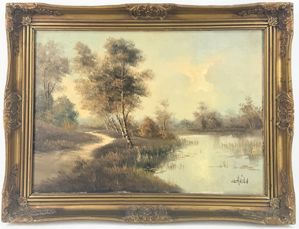 V.A. Heide Woodland Landscape Oil On Canvas Painting (1 of 4)