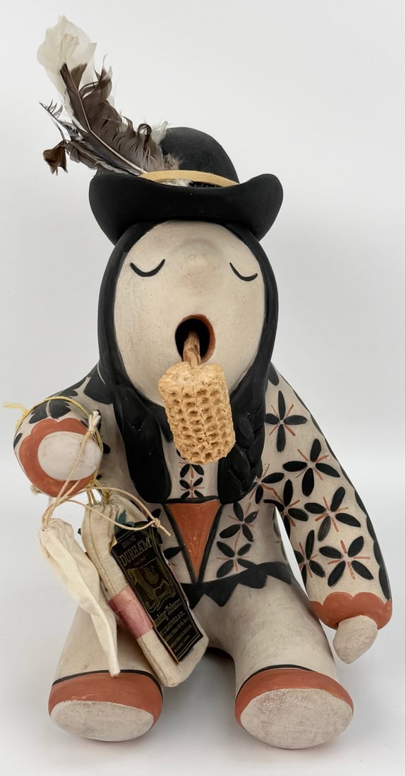 Mary Trujillo Cochiti Pueblo Polychrome Pottery Man Smoking Pipe Storyteller Figurine (1 of 8)