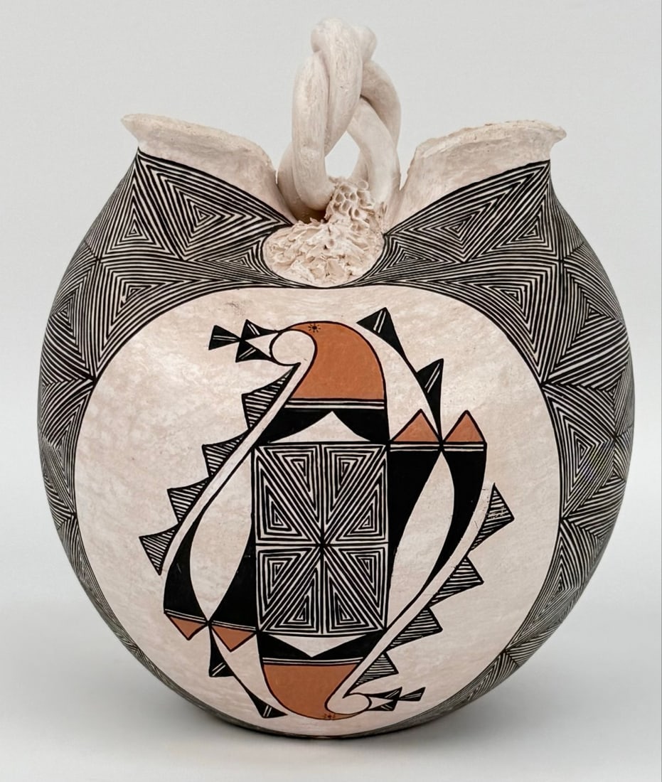 Mike & Jackie Torivio Acoma Pueblo Polychrome Pottery Wedding Vase (1 of 4)