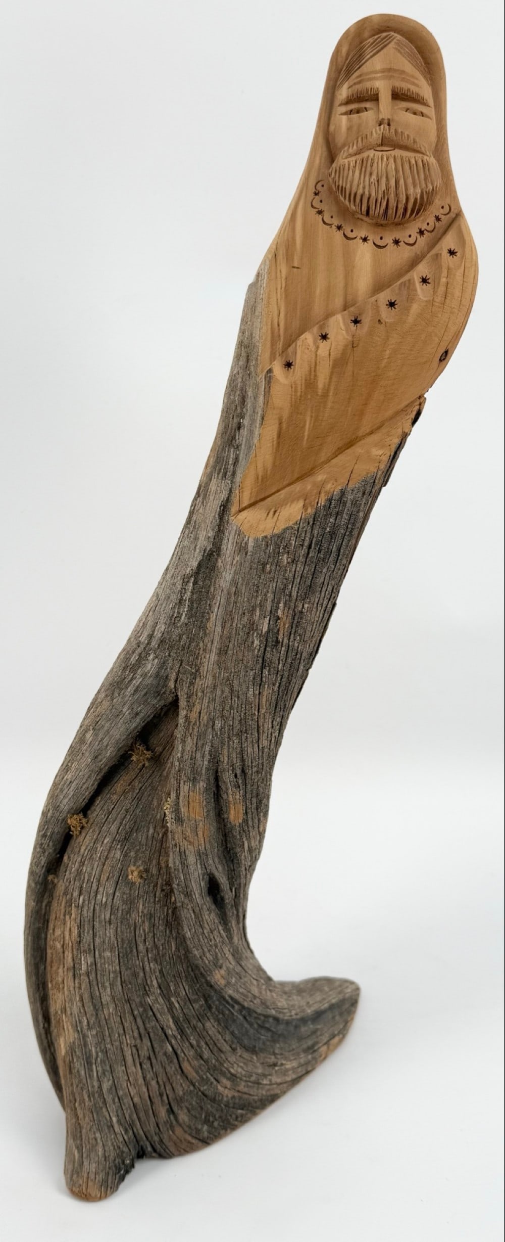 1994 John Tollardo "St. Francis" Hand-Carved Cedar Wood Figure: Hand-carved cedar wood figure by Taos New Mexico artist John Tollardo. The figure features "St. Francis" and is signed and dated on the base. Displays well and measures 19-1/2" tall x 8" across.