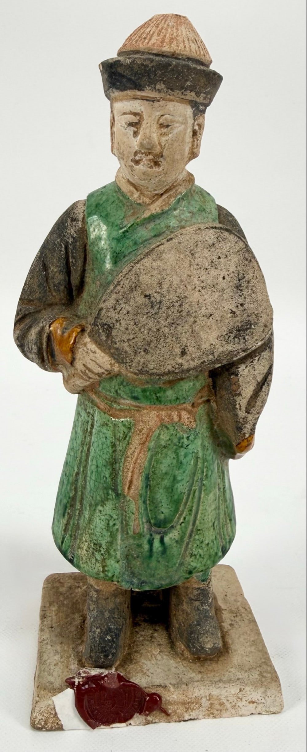 Antique 8" Tall Tang Dynasty Sancai Glazed Pottery Male Figure (1 of 6)