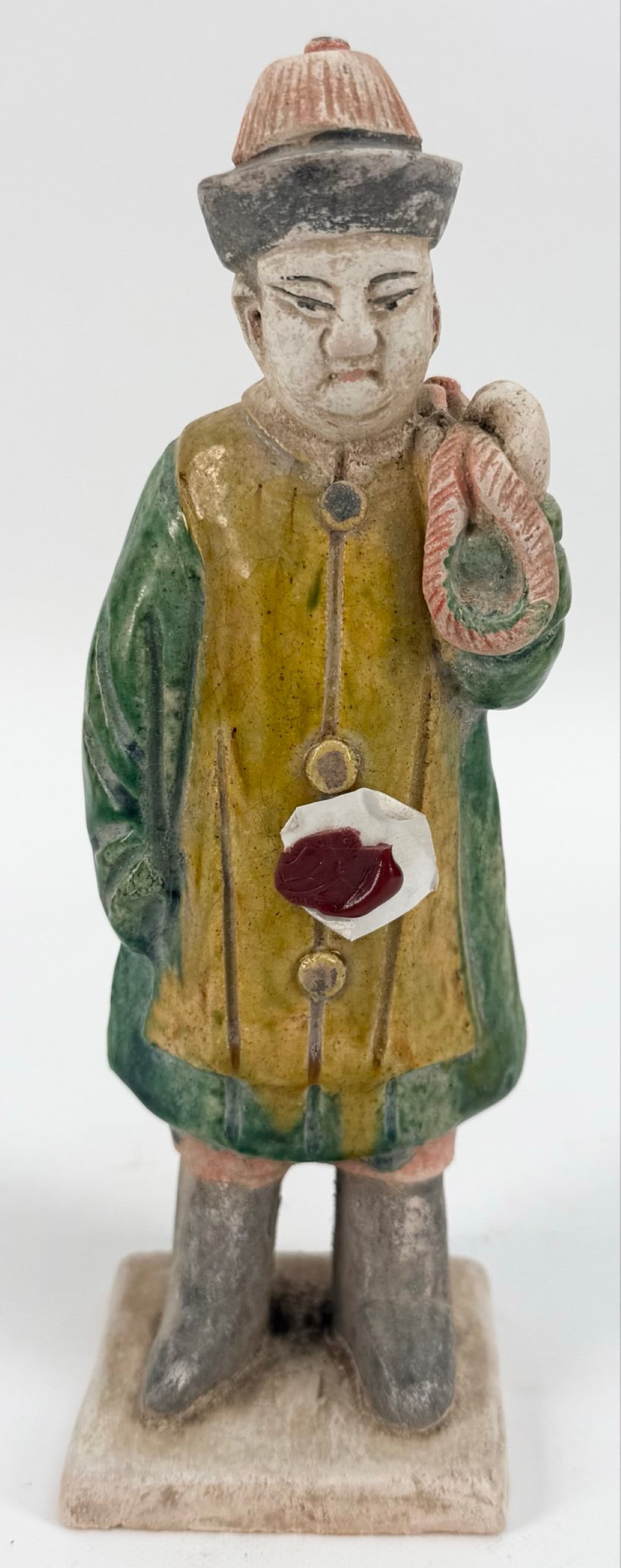 Antique 7-3/4" Tall Tang Dynasty Sancai Glazed Pottery Male Figure (1 of 6)