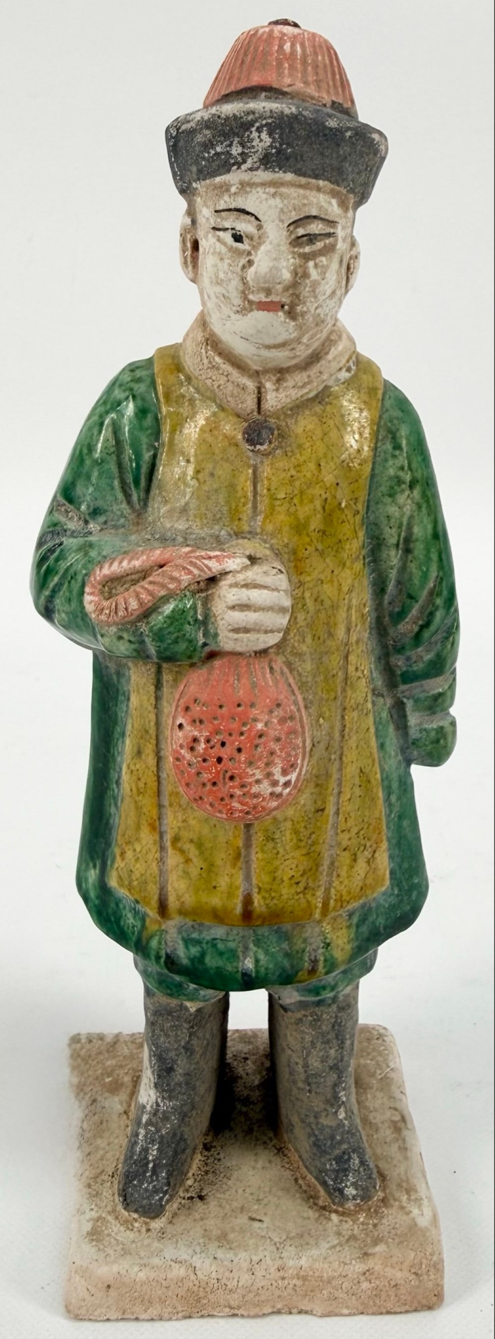 Antique 7-3/4" Tall Tang Dynasty Sancai Glazed Pottery Male Figure (1 of 5)