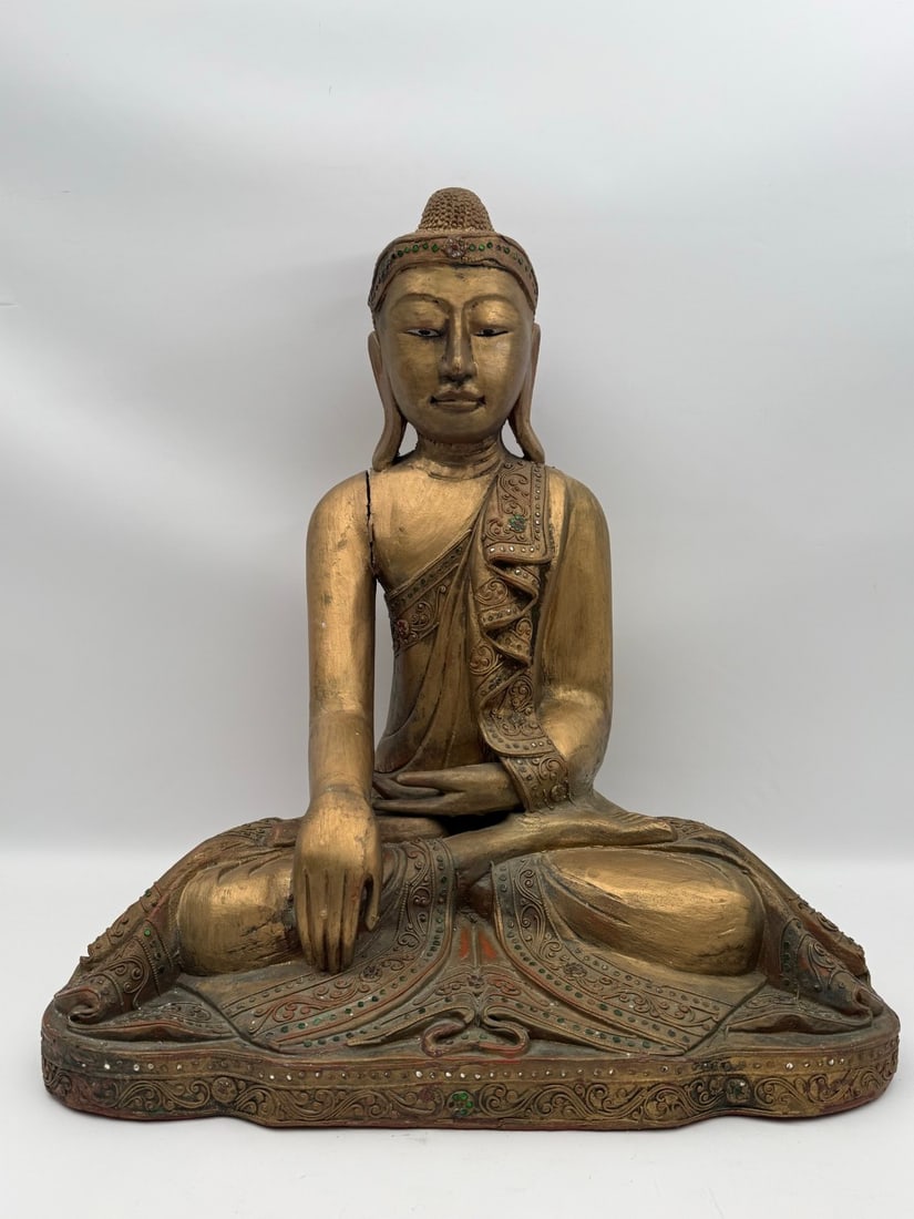 Vintage Large Gilded Timber Buddha Statue (1 of 5)