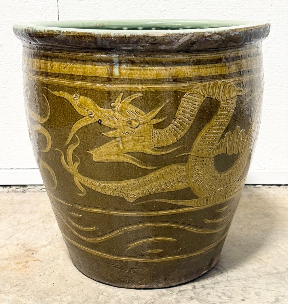 Large Chinese Egg Pot Jardiniere With Dragon Design (1 of 5)