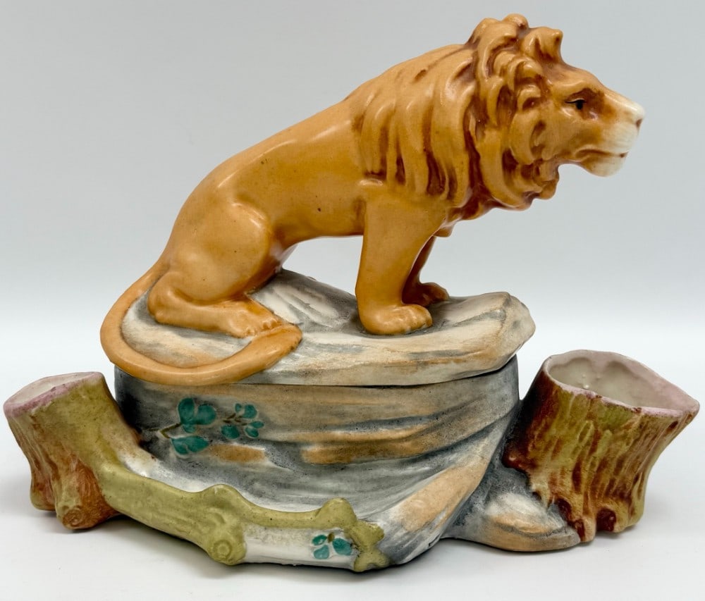 Antique Austrian Lion Figural Tabletop Smoking Stand (1 of 8)