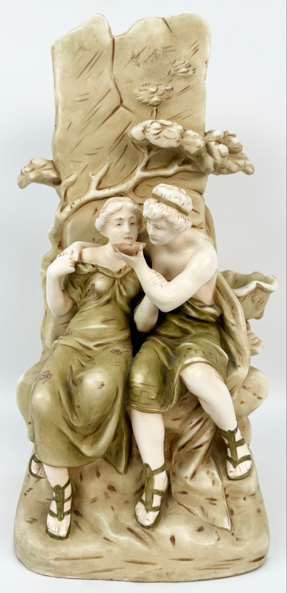 Antique Royal Dux Bohemia Couple With Bowl Art Nouveau Porcelain Vase (1 of 6)