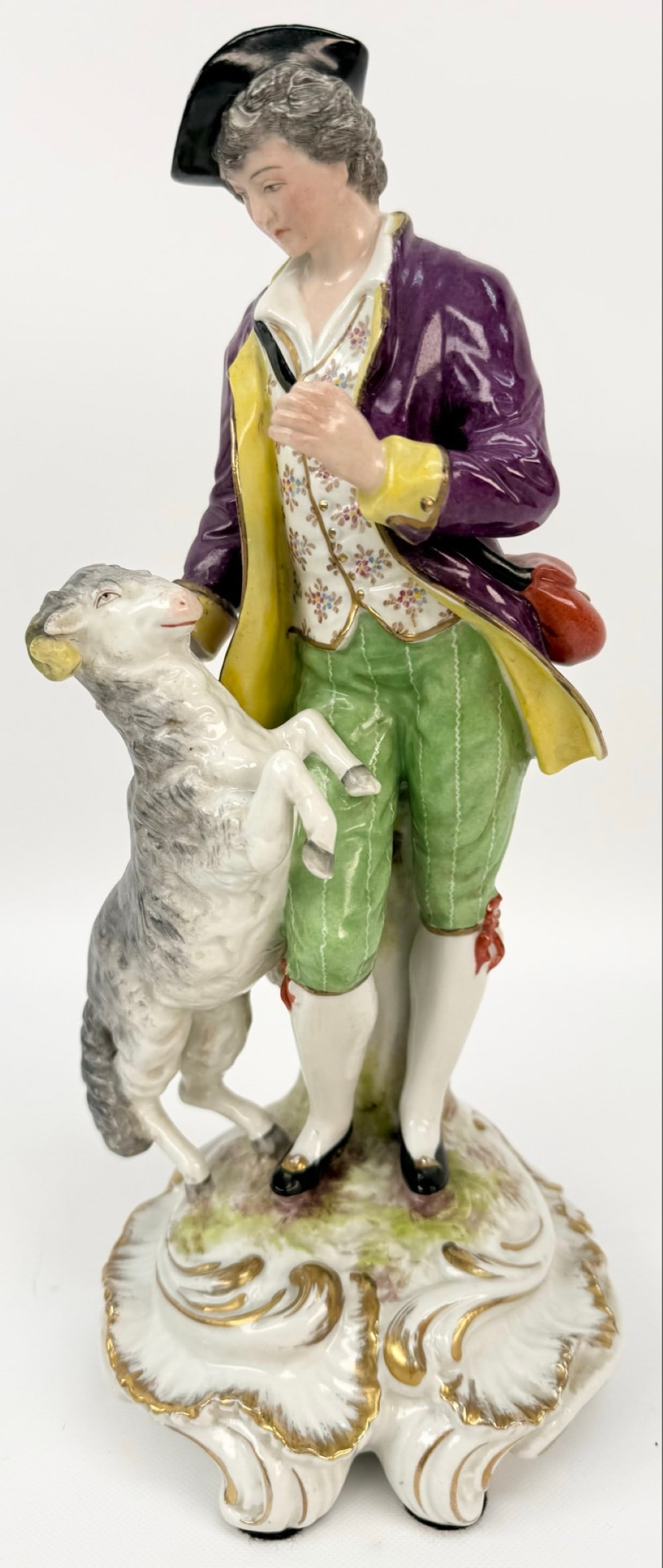 Antique Porcelaine De Paris Young Man With Ram Porcelain Figurine: Antique Porcelaine De Paris Young Man With Ram. The figurine has a France with cross swords mark on the base and is in nice condition with no chips or cracks. Measures approximately 10-1/2" tall x 4-3